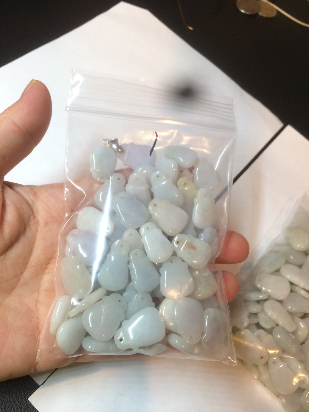 100% Natural  light green/white/purple Jadeite Jade money bag bead pendant BF86 Add-on item!