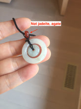 Load image into Gallery viewer, 21-25mm Type A 100% Natural icy watery light green/clear/white Jadeite Jade concentric circle safety Guardian ring Pendant (子母扣,同心环) group PA171
