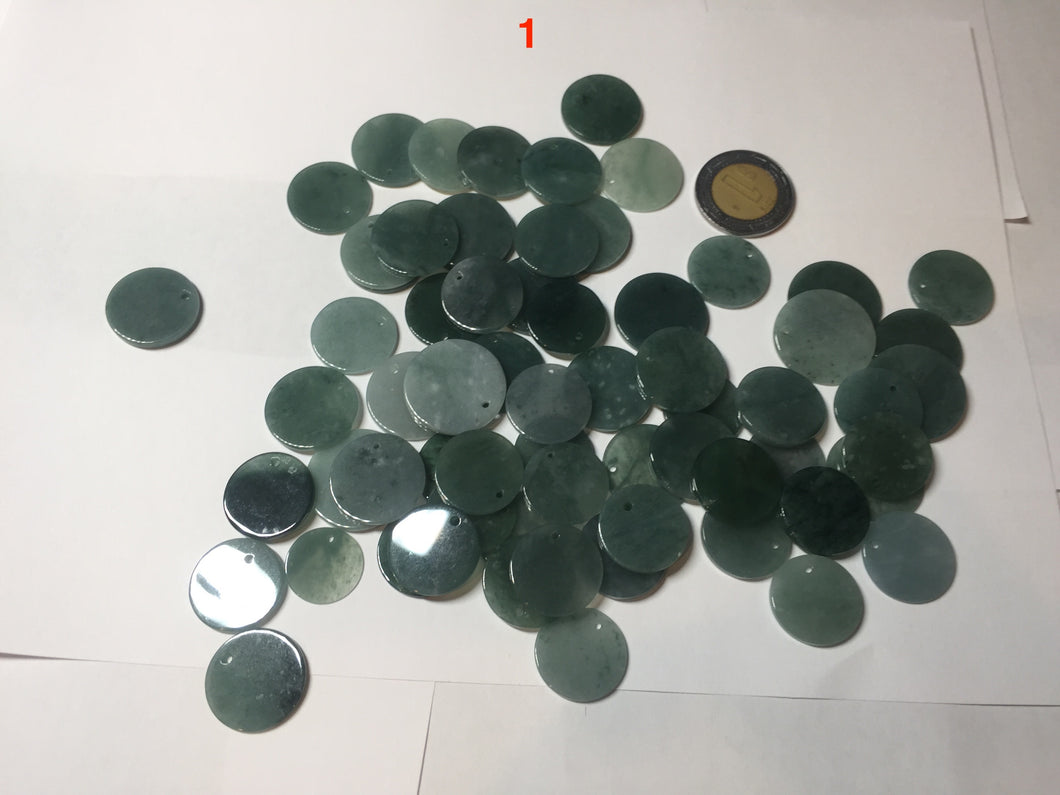 100% Natural type A dark blue/green/gray round Guatemala Jadeite Jade safe and sound pendant group BF155