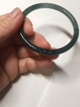 Load image into Gallery viewer, 56mm Certified Type A 100% Natural dark green/blue/gray with flying snow Guatemala slim round cut Jadeite bangle PD17-4445
