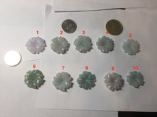 Load image into Gallery viewer, Type A 100% Natural light green/white/purple jadeite Jade flower Pendant PB47
