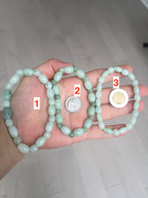 Load image into Gallery viewer, 100% natural type A icy watery light green olive shape(LU LU TONG) beads jadeite jade bracelet group BP147
