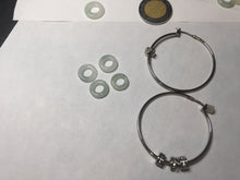 Load image into Gallery viewer, 9.7-11mm 100% Natural icy watery light green/clear safe and sound donut button minimalist jadeite Jade Hoop earring PA154
