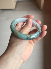 Load image into Gallery viewer, 57.9mm 100% Natural type A dark greenpurple carved and golden-painted Jadeite Jade bangle BP168-0261
