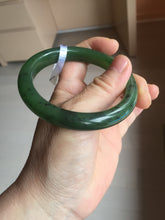 Load image into Gallery viewer, 57mm certified 100% Natural dark green black (碧玉) nephrite Jade bangle HT109-1574
