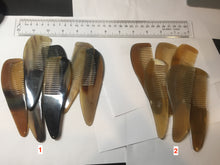 Load image into Gallery viewer, 12.5x4cm 100% Natural black brown yellow Buffalo Horn Rake Comb with Massage Handle (defects) group NJ2
