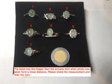 Load image into Gallery viewer, 100% natural type A icy watery light green white clear four-prong jadeite jade ring group PC8
