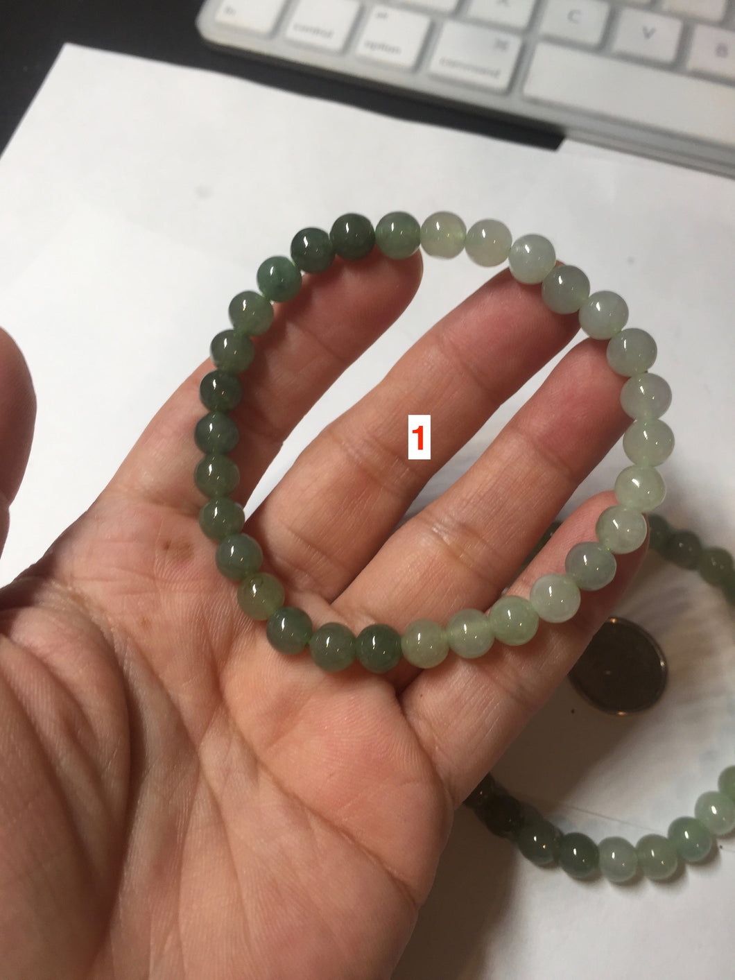 卖了  6.7mm 100% natural type A icy watery jadeite jade beads bracelet group BP149