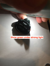 Load image into Gallery viewer, 100% Natural dark green/black jadeite jade(Mocui, 墨翠) happy buddha Pendant/handhold worry stone BL138
