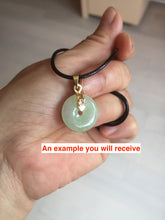 Load image into Gallery viewer, 15-17mm Type A 100% Natural icy watery light green yellow white clear Jadeite Jade Safety Guardian Button donut Pendant group AF97
