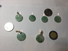 Load image into Gallery viewer, 16-19 mm Type A 100% Natural  light green sunny green white Jadeite Jade Safety Guardian Button donuts Pendant group PB90
