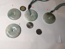 Load image into Gallery viewer, 40-43mm Type A 100% Natural green light brown Jadeite Jade Safety Guardian Button donuts Pendant group BP110
