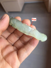 Load image into Gallery viewer, 57mm 100% natural icy watery light green carved nine-tailed fox Xiu Jade (Serpentine) bangle SY106
