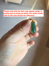 Load image into Gallery viewer, 100% Natural type A icy watery dark green/black/gary Jadeite Jade belssed melon pendant PC124-4
