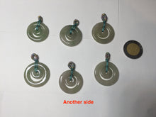 Load image into Gallery viewer, 24.8mm Type A 100% Natural oily light green/gray Jadeite Jade concentric circle safety Guardian ring Pendant (子母扣,同心环) AY96
