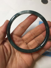 Load image into Gallery viewer, 63mm Certified Type A 100% Natural deep sea dark green/blue/black slim round cut Guatemala Jadeite bangle PC50-2063
