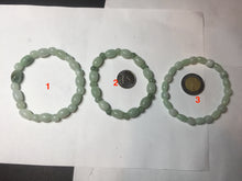 Load image into Gallery viewer, 100% natural type A icy watery light green olive shape(LU LU TONG) beads jadeite jade bracelet group BP147
