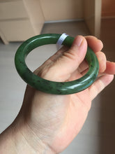 Load image into Gallery viewer, 57mm certified 100% Natural dark green black (碧玉) nephrite Jade bangle HT109-1574
