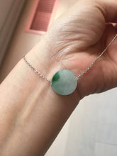 Load image into Gallery viewer, 100% Natural type A icy watery light green/purple/gary Jadeite Jade round cake  pendant group F151
