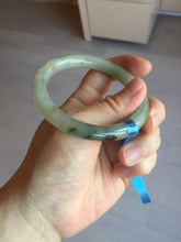 Load image into Gallery viewer, 54mm certified 100% natural type A icy watery light green/black round cut jadeite jade bangle BK9-6621
