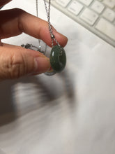 Load image into Gallery viewer, 19.4mm Type A 100% Natural dark green gray (老油青)Jadeite Jade Safety Guardian Button donuts pendant PA157
