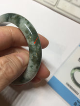 Load image into Gallery viewer, 53mm certified type A 100% Natural dark green white purple with dark green floating flowers Jadeite Jade bangle PD132-6301
