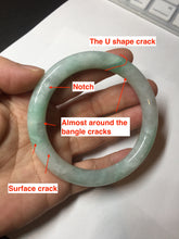 Load image into Gallery viewer, 56.5mm 100% natural type A white/sunny green round cut jadeite jade bangle BL108
