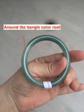 Load image into Gallery viewer, 49.5mm Certified Type A 100% Natural icy dark green/gray oval round cut Jadeite Jade bangle M89-2878
