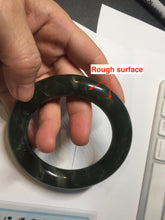 Load image into Gallery viewer, 59mm certified 100% Natural dark green/gray/black chubby round cut nephrite Hetian Jade bangle HF86-0209
