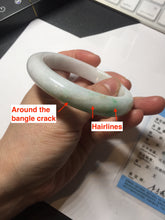 Load image into Gallery viewer, 58mm Certified Type A 100% Natural sunny green/white(白底青) Jadeite Jade bangle AM100-2810
