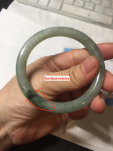 Load image into Gallery viewer, 54.5mm Certified type A 100% Natural  light green gray round cut Jadeite bangle PD42-9594
