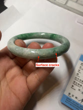 Load image into Gallery viewer, 58.2mm certified Type A 100% Natural sunny green round cut Jadeite Jade bangle BS87-9880
