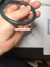 Load image into Gallery viewer, 56.6mm Certified Type A 100% Natural dark green/blue/gray Guatemala slim round cut Jadeite bangle PA142-8835
