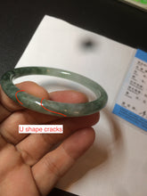 Load image into Gallery viewer, 51mm certified 100% natural type A icy watery sunny green/dark green/ray slim oval round cut jadeite jade bangle AZ105-3201
