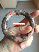 Load image into Gallery viewer, 55mm 100% natural pink/black/brown/yellow chubby round cut rose stone (Rhodonite) bangle AW36
