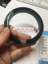 Load image into Gallery viewer, 58.8mm Certified 100% natural Type A dark green/black(绿水墨)  jadeite jade bangle pb55-9772

