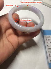 Load image into Gallery viewer, 55.5mm 100% Natural type A light green purple white carved and golden-painted Jadeite Jade bangle BP169-0272
