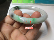 Load image into Gallery viewer, 57.5mm Certified 100% natural Type A icy sunny green/white/purple round cut jadeite jade bangle K107-2845
