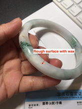 Load image into Gallery viewer, 75mm certified Type A 100% Natural light green purple red with green floating flowers plus size Jadeite Jade bangle AY97-9628
