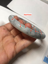 Load image into Gallery viewer, RESERVED! please don&#39;t order. Thank you. 55.5mm certified Type A 100% Natural black white light green (WuJi) chubby round cut Jadeite Jade bangle PB159-5845
