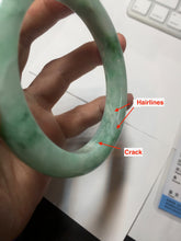 Load image into Gallery viewer, 60.5mm certified type A 100% Natural sunny green/white Jadeite Jade bangle B115-8218
