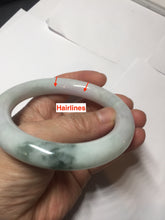 Load image into Gallery viewer, 60mm certified 100% natural light green/white/purple chubby round cut jadeite jade bangle BS40-8569
