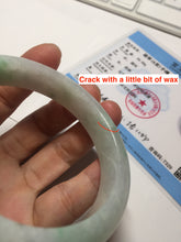 Load image into Gallery viewer, Shopify only. 55.7mm certified 100% natural icy watery light white/sunny green jadeite jade bangle BN73-9363
