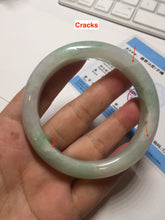 Load image into Gallery viewer, Shopify only. 55.7mm certified 100% natural icy watery light white/sunny green jadeite jade bangle BN73-9363
