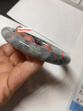 Load image into Gallery viewer, RESERVED! please don&#39;t order. Thank you. 55.5mm certified Type A 100% Natural black white light green (WuJi) chubby round cut Jadeite Jade bangle PB159-5845
