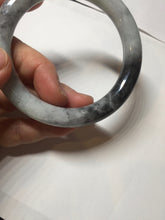 Load image into Gallery viewer, RESERVED! please don&#39;t order. Thank you. 55.5mm certified Type A 100% Natural black white light green (WuJi) chubby round cut Jadeite Jade bangle PB159-5845
