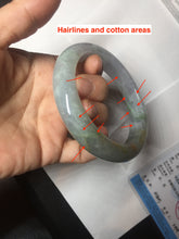 Load image into Gallery viewer, 61mm Certified Type A 100% Natural white/light purple/brown/yellow/gray (FU LU SHOU) Jadeite Jade bangle BF106-8636
