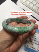 Load image into Gallery viewer, 60.5mm certified Type A 100% Natural sunny green gray black Jadeite Jade bangle BS82-9879
