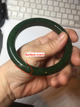 Load image into Gallery viewer, 63mm certified 100% Natural dark green(碧玉) black nephrite Jade bangle HF107-0882
