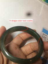 Load image into Gallery viewer, 52.5mm certified type A 100% Natural watery dark green/black oval Jadeite jade bangle BF77-1092
